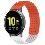 For Samsung Galaxy Watch Active 2 40mm 20mm Holes Breathable 3D Dots Silicone Watch Band(Orange+White)