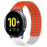 For Samsung Galaxy Watch Active 2 44mm 20mm Holes Breathable 3D Dots Silicone Watch Band(Orange+White)