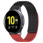 For Samsung Galaxy Watch Active 2 44mm 20mm Holes Breathable 3D Dots Silicone Watch Band(Black+Red)