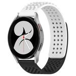 For Samsung Galaxy Watch 4 40mm 20mm Holes Breathable 3D Dots Silicone Watch Band(White+Black)