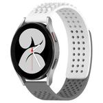 For Samsung Galaxy Watch 4 40mm 20mm Holes Breathable 3D Dots Silicone Watch Band(White+Grey)