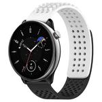 For Amazfit GTR Mini 20mm Holes Breathable 3D Dots Silicone Watch Band(White+Black)