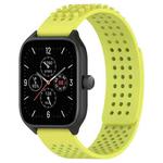 For Amazfit GTS 4 20mm Holes Breathable 3D Dots Silicone Watch Band(Lime Green)