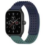 For Amazfit GTS 4 20mm Holes Breathable 3D Dots Silicone Watch Band(Midnight Blue+ Olive Green)