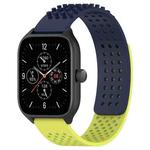 For Amazfit GTS 4 20mm Holes Breathable 3D Dots Silicone Watch Band(Midnight Blue+ Lime Green)