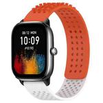 For Amazfit GTS 4 Mini 20mm Holes Breathable 3D Dots Silicone Watch Band(Orange+White)