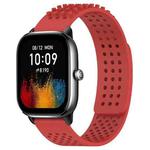 For Amazfit GTS 4 Mini 20mm Holes Breathable 3D Dots Silicone Watch Band(Red)