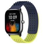 For Amazfit GTS 4 Mini 20mm Holes Breathable 3D Dots Silicone Watch Band(Midnight Blue+ Lime Green)