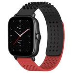 For Amazfit GTS 2E 20mm Holes Breathable 3D Dots Silicone Watch Band(Black+Red)