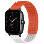 For Amazfit GTS 2 20mm Holes Breathable 3D Dots Silicone Watch Band(Orange+White)
