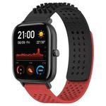 For Amazfit GTS 20mm Holes Breathable 3D Dots Silicone Watch Band(Black+Red)