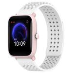 For Amazfit Pop Pro 20mm Holes Breathable 3D Dots Silicone Watch Band(White)