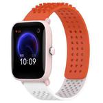 For Amazfit Pop Pro 20mm Holes Breathable 3D Dots Silicone Watch Band(Orange+White)