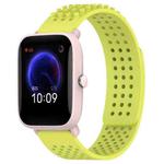 For Amazfit Pop Pro 20mm Holes Breathable 3D Dots Silicone Watch Band(Lime Green)