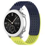 For Amazfit Pop 20mm Holes Breathable 3D Dots Silicone Watch Band(Midnight Blue+ Lime Green)