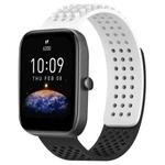 For Amazfit Bip3 20mm Holes Breathable 3D Dots Silicone Watch Band(White+Black)