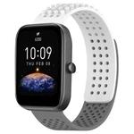 For Amazfit Bip3 20mm Holes Breathable 3D Dots Silicone Watch Band(White+Grey)