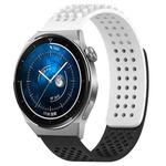 For Huawei Watch GT3 Pro 43mm 20mm Holes Breathable 3D Dots Silicone Watch Band(White+Black)