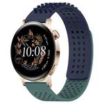 For Huawei Watch GT3 42mm 20mm Holes Breathable 3D Dots Silicone Watch Band(Midnight Blue+Olive Green)