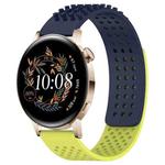 For Huawei Watch GT3 42mm 20mm Holes Breathable 3D Dots Silicone Watch Band(Midnight Blue+Lime Green)