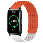 For Honor Watch ES 20mm Holes Breathable 3D Dots Silicone Watch Band(Orange+White)