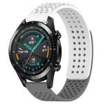 For Huawei Watch GT2 42mm 20mm Holes Breathable 3D Dots Silicone Watch Band(White+Grey)