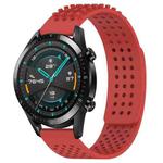 For Huawei Watch GT2 42mm 20mm Holes Breathable 3D Dots Silicone Watch Band(Red)
