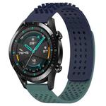 For Huawei Watch GT2 42mm 20mm Holes Breathable 3D Dots Silicone Watch Band(Midnight Blue+Olive Green)