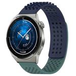 For Huawei Watch GT3 Pro 46mm 22mm Holes Breathable 3D Dots Silicone Watch Band(Midnight Blue+Olive Green)