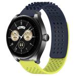 For Huawei Watch Buds 22mm Holes Breathable 3D Dots Silicone Watch Band(Midnight Blue+Lime Green)