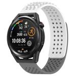 For Huawei Watch GT Runner 22mm Holes Breathable 3D Dots Silicone Watch Band(White+Grey)