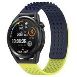 For Huawei Watch GT Runner 22mm Holes Breathable 3D Dots Silicone Watch Band(Midnight Blue+Lime Green)