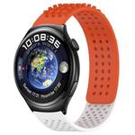 For Huawei Watch 4 22mm Holes Breathable 3D Dots Silicone Watch Band(Orange+White)