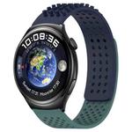 For Huawei Watch 4 22mm Holes Breathable 3D Dots Silicone Watch Band(Midnight Blue+Olive Green)