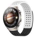 For Huawei Watch 4 Pro 22mm Holes Breathable 3D Dots Silicone Watch Band(White+Black)