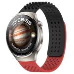 For Huawei Watch 4 Pro 22mm Holes Breathable 3D Dots Silicone Watch Band(Black+Red)
