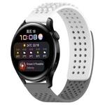 For Huawei Watch 3 22mm Holes Breathable 3D Dots Silicone Watch Band(White+Grey)