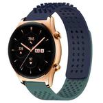 For Honor Watch GS 3 22mm Holes Breathable 3D Dots Silicone Watch Band(Midnight Blue+Olive Green)