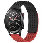 For Honor Watch GS 3i 22mm Holes Breathable 3D Dots Silicone Watch Band(Black+Red)