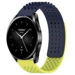 For Xiaomi Watch S2 42mm 22mm Holes Breathable 3D Dots Silicone Watch Band(Midnight Blue+Lime Green)