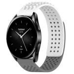 For Xiaomi Watch S2 46mm 22mm Holes Breathable 3D Dots Silicone Watch Band(White+Grey)