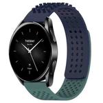For Xiaomi Watch S2 46mm 22mm Holes Breathable 3D Dots Silicone Watch Band(Midnight Blue+Olive Green)