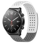 For Xiaomi MI Watch S1 22mm Holes Breathable 3D Dots Silicone Watch Band(White+Grey)