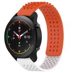 For Xiaomi MI Watch S1 Pro 22mm Holes Breathable 3D Dots Silicone Watch Band(Orange+White)