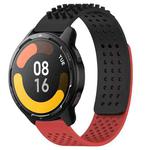 For Xiaomi Watch S1 Active 22mm Holes Breathable 3D Dots Silicone Watch Band(Black+Red)