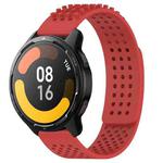 For Xiaomi Watch S1 Active 22mm Holes Breathable 3D Dots Silicone Watch Band(Red)