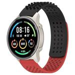 For Xiaomi MI Watch Sport 22mm Holes Breathable 3D Dots Silicone Watch Band(Black+Red)