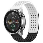 For Xiaomi MI Watch Color 22mm Holes Breathable 3D Dots Silicone Watch Band(White+Black)