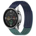 For Xiaomi MI Watch Color 22mm Holes Breathable 3D Dots Silicone Watch Band(Midnight Blue+Olive Green)
