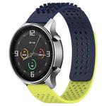 For Xiaomi MI Watch Color 22mm Holes Breathable 3D Dots Silicone Watch Band(Midnight Blue+Lime Green)